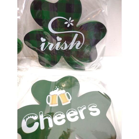 Jetec St. Patrick's Day Freestanding Shamrock Decor 4 Pieces Wooden Shamrock - Picture 5 of 8